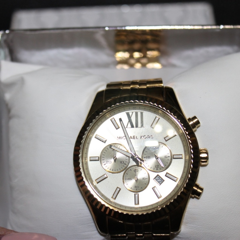 MICHAEL KORS MENS CHRONOGRAPH LEXINGTON GOLD-TONE